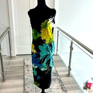 Black Floral Midi Dress Size 6